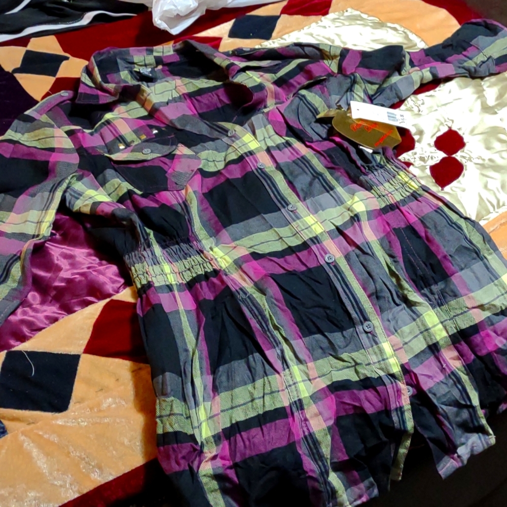 Purple black and yellow apple bottom dress